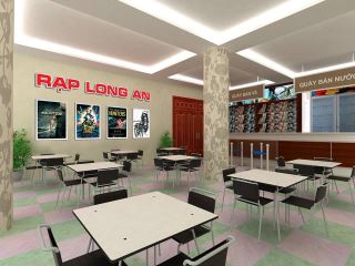 ung dung cong nghe man hinh quang cao gioi thieu cac bo phim va dich vu an uong tai long an cinema